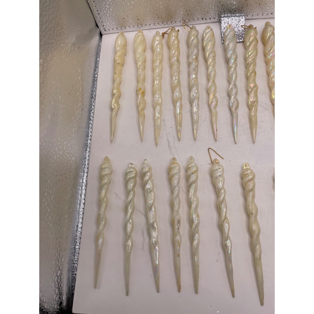 Set of 25 Iridescent Twisty Icicle Christmas Ornaments Hanging Decor - Picture 4 of 8